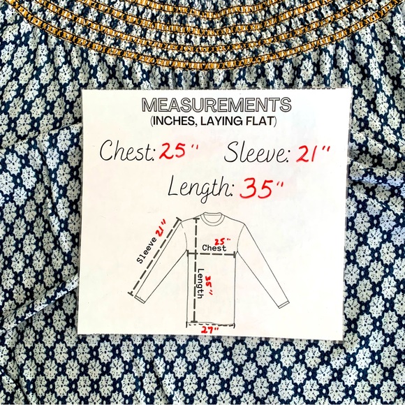 FEVER PLUS Women’s Bohemian/Pheasant Tunic Top Blue/Wht Embroidered Gold Lace 3X - Picture 7 of 9